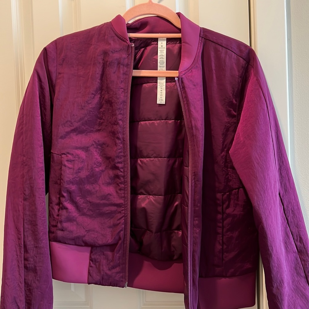 Lululemon reversible bomber jacket, size 4, purple